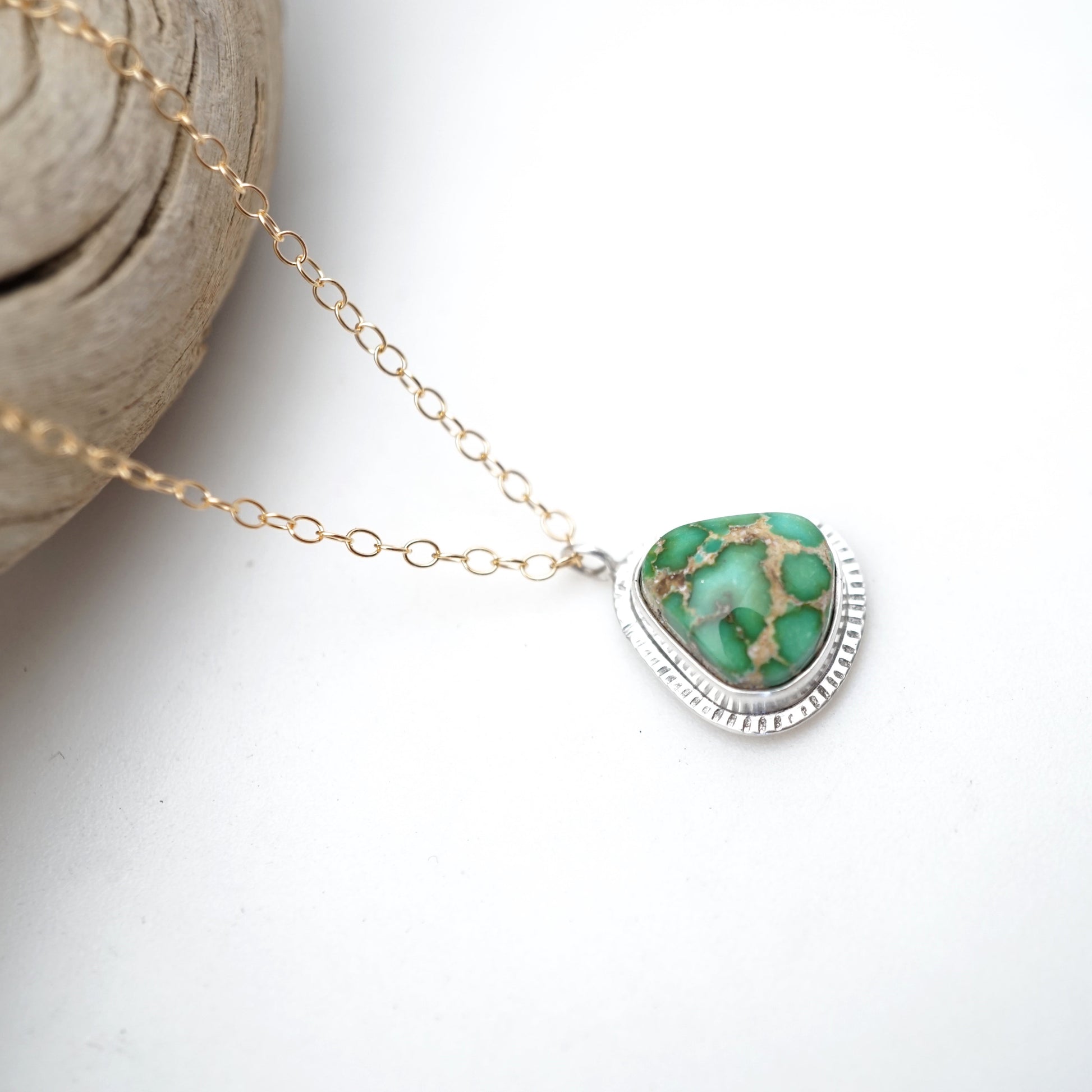 sonoran gold turquoise + silver and goldfill necklace - 17" chain - Lumenrose