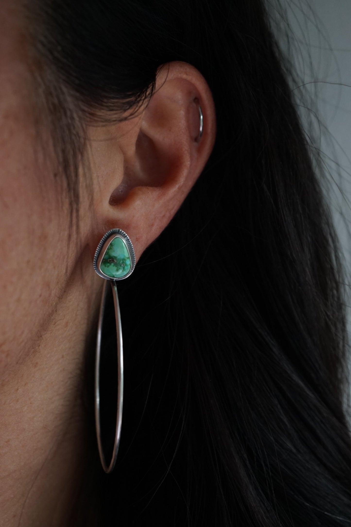 sonoran gold turquoise + silver hoops - Lumenrose