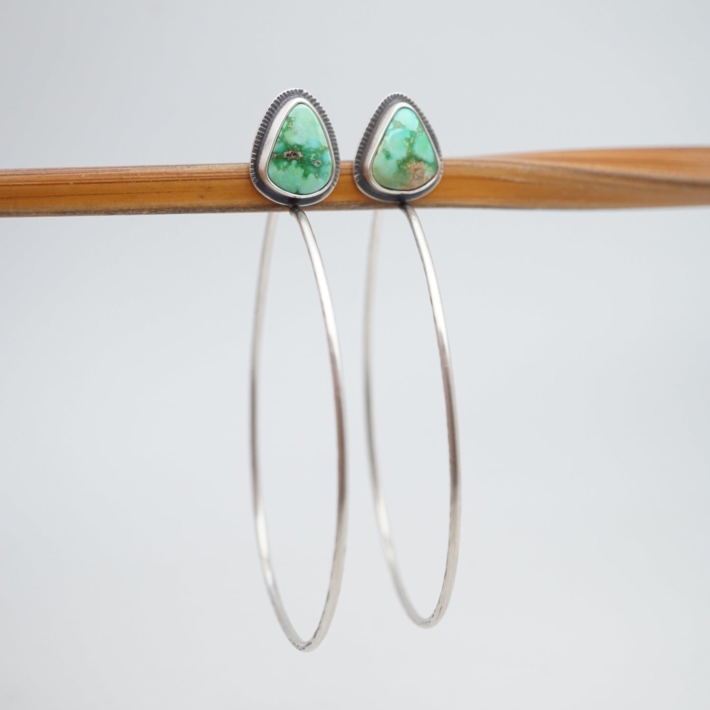 sonoran gold turquoise + silver hoops - Lumenrose