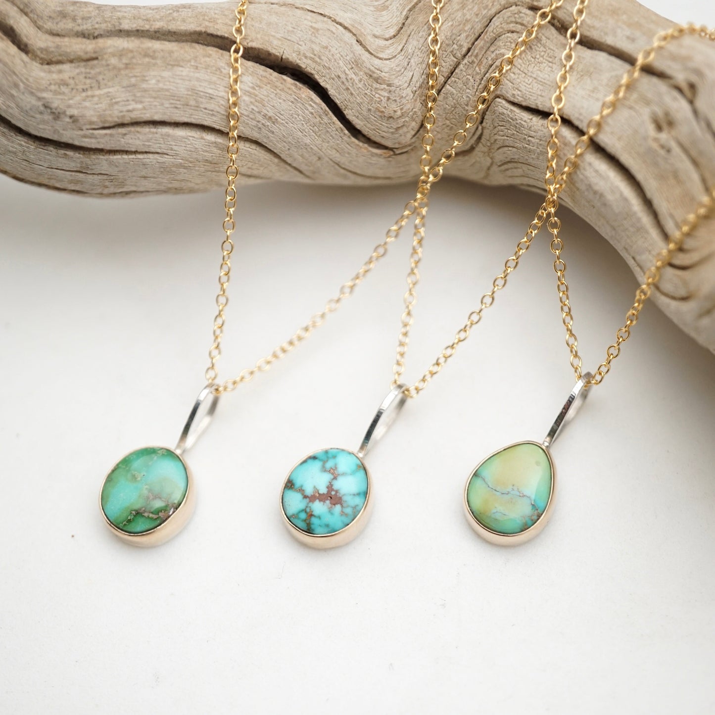 sonoran mountain turquoise necklace with 14k bezel - Lumenrose