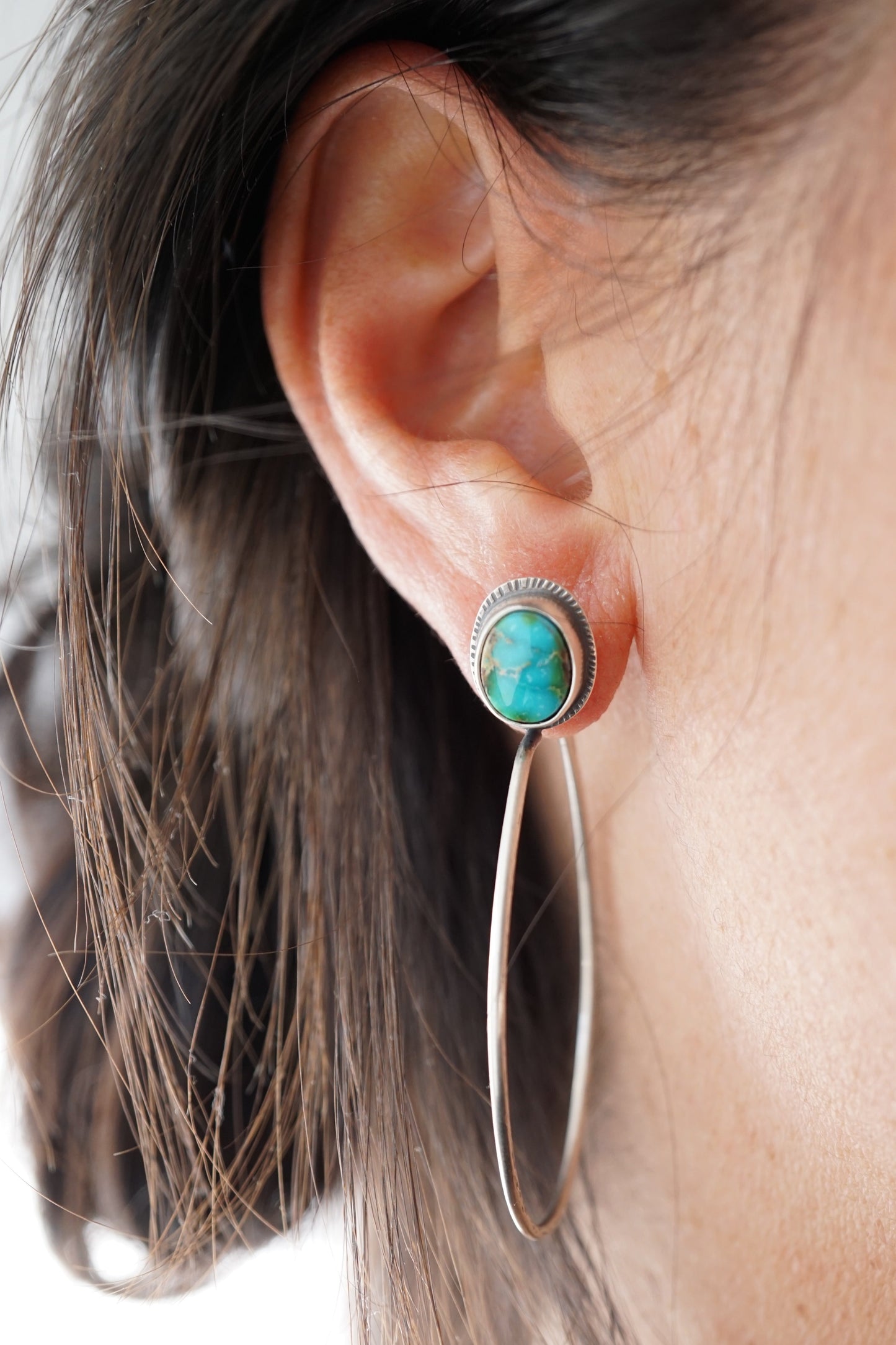 sonoran mountain turquoise + silver hoops - SMALL SIZE - Lumenrose