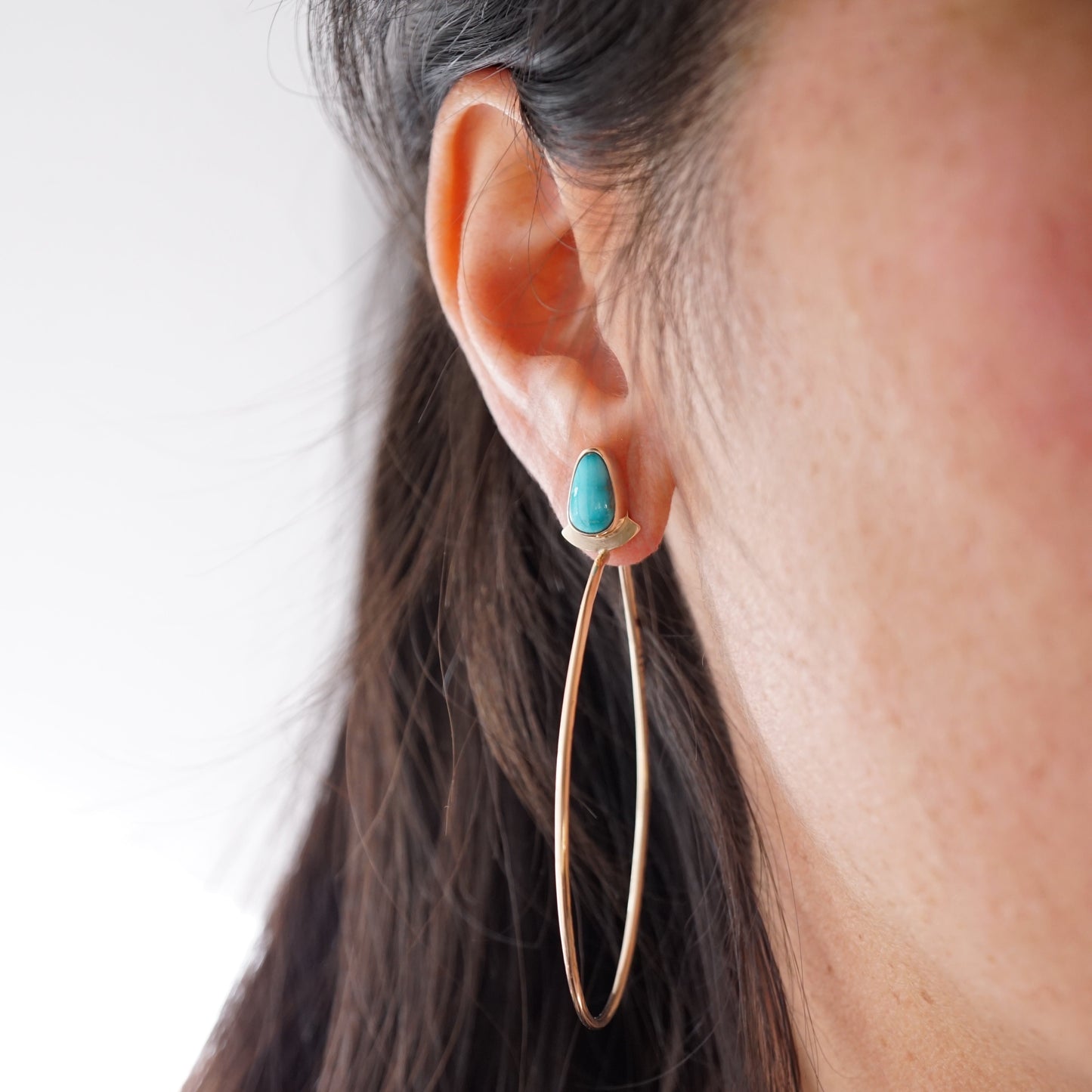 sonoran nugget turquoise + 14k goldfill hoops - Lumenrose