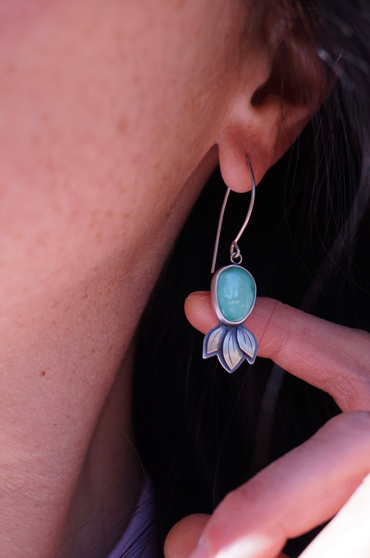 spring leaves dangles - chinese turquoise - Lumenrose
