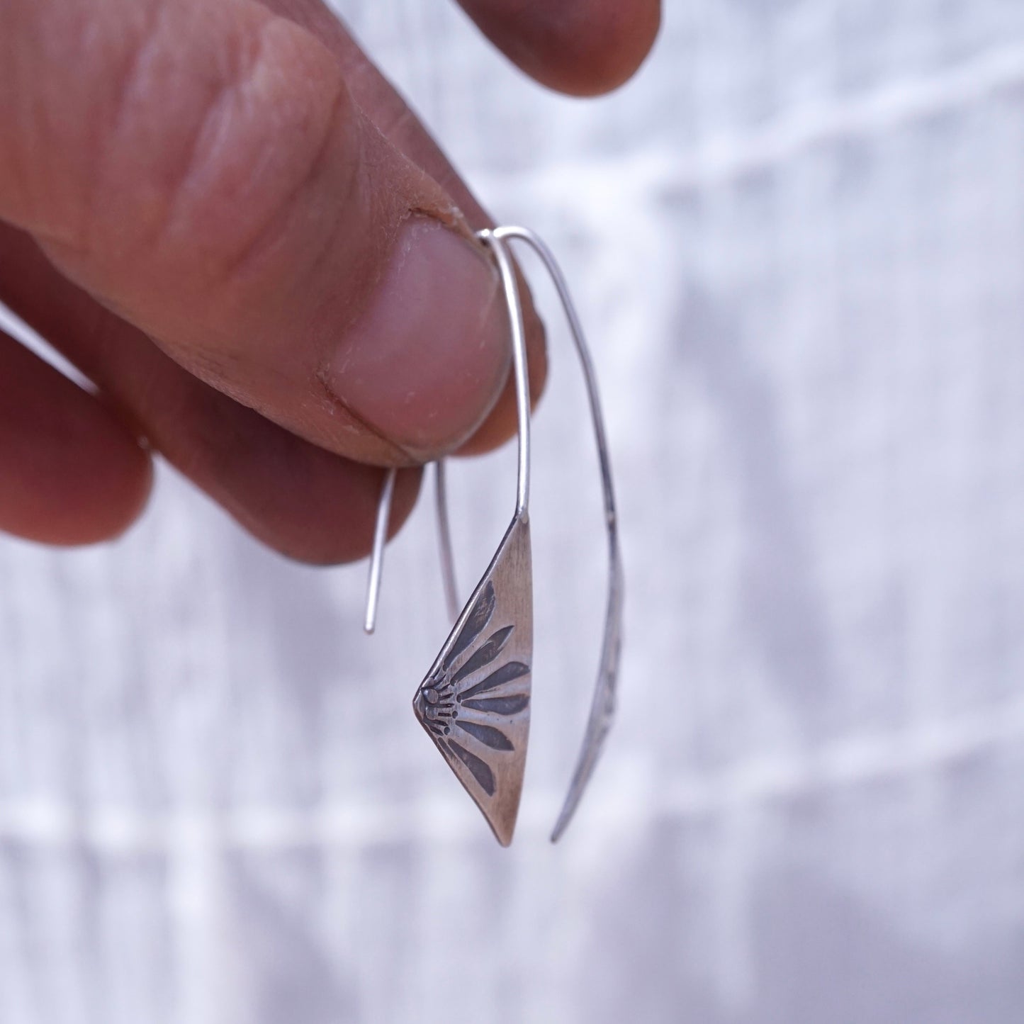 springtime cutie silver stamped earrings #5 - Lumenrose