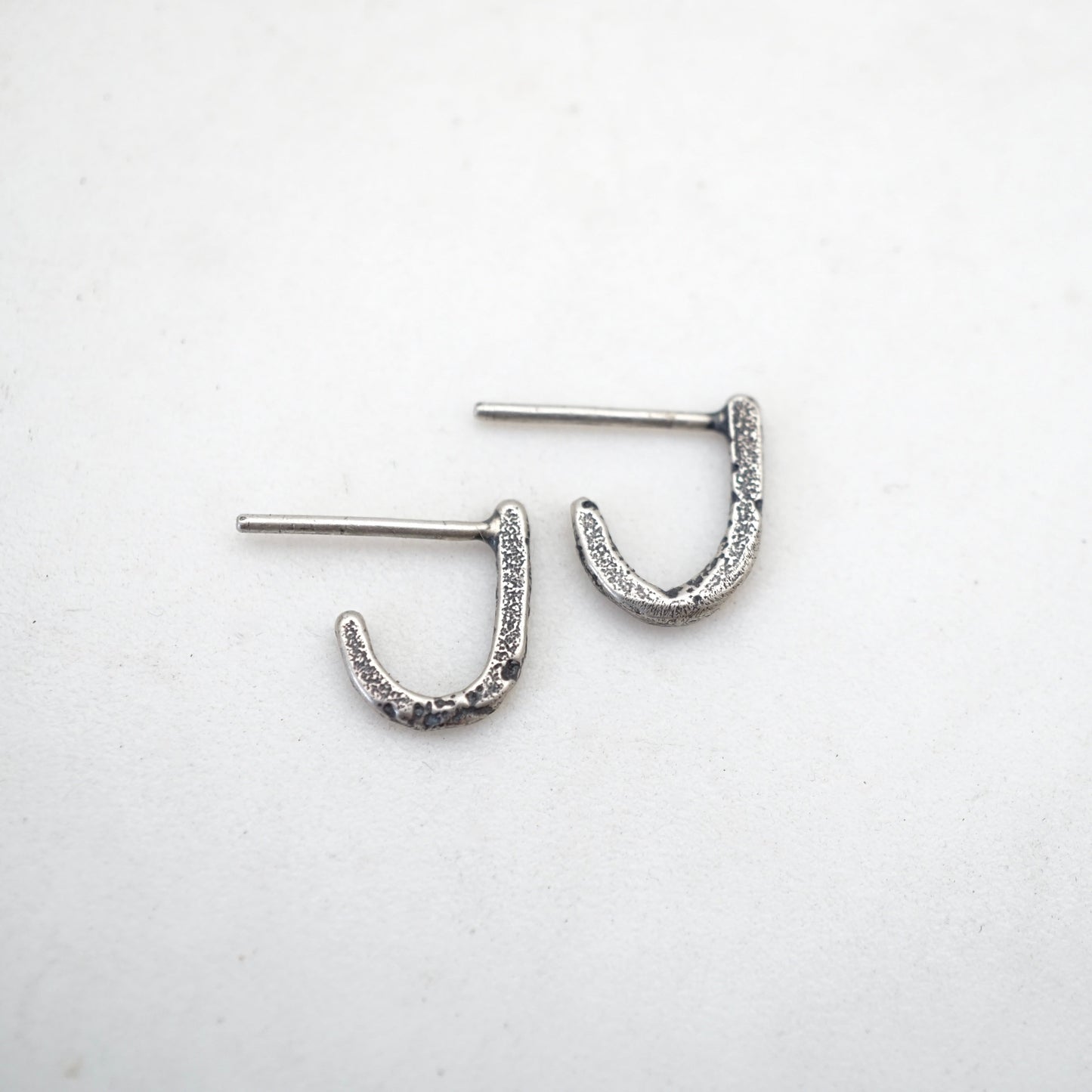 super textured recycled sterling mini huggie hoops - Lumenrose
