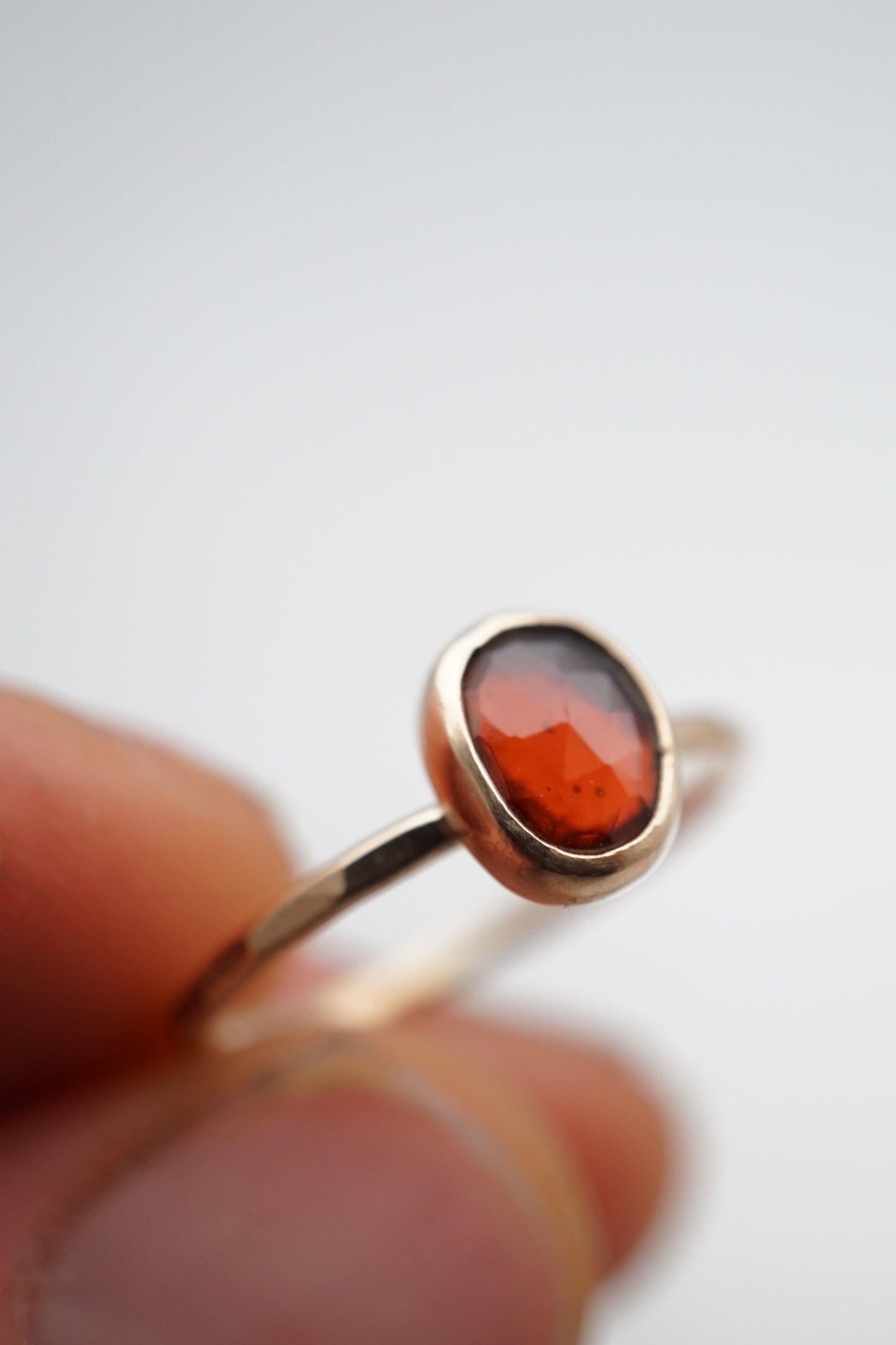 teeny tiny garnet stacking ring - 14k goldfill - size 5.75 - Lumenrose