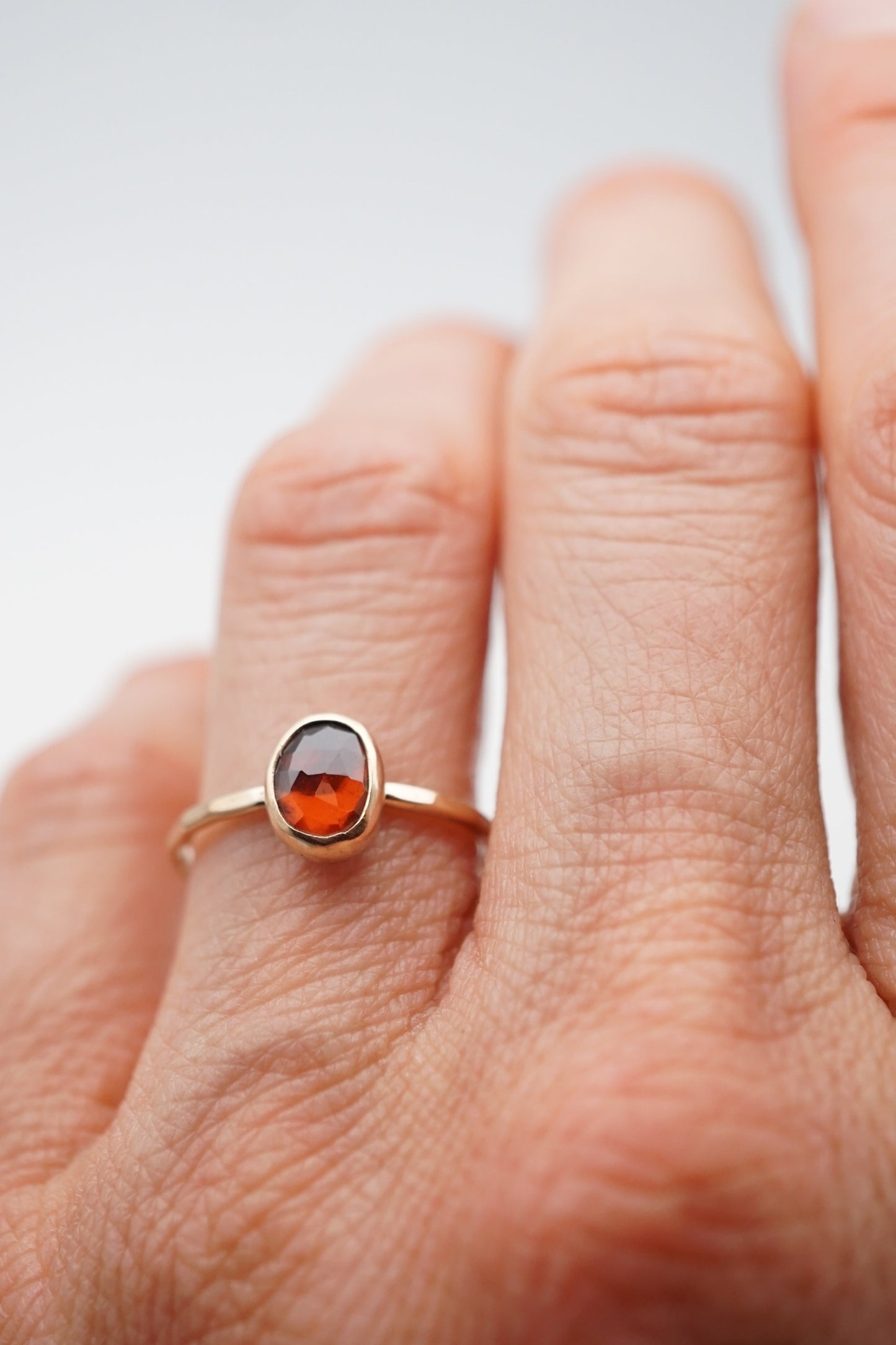 teeny tiny garnet stacking ring - 14k goldfill - size 5.75 - Lumenrose