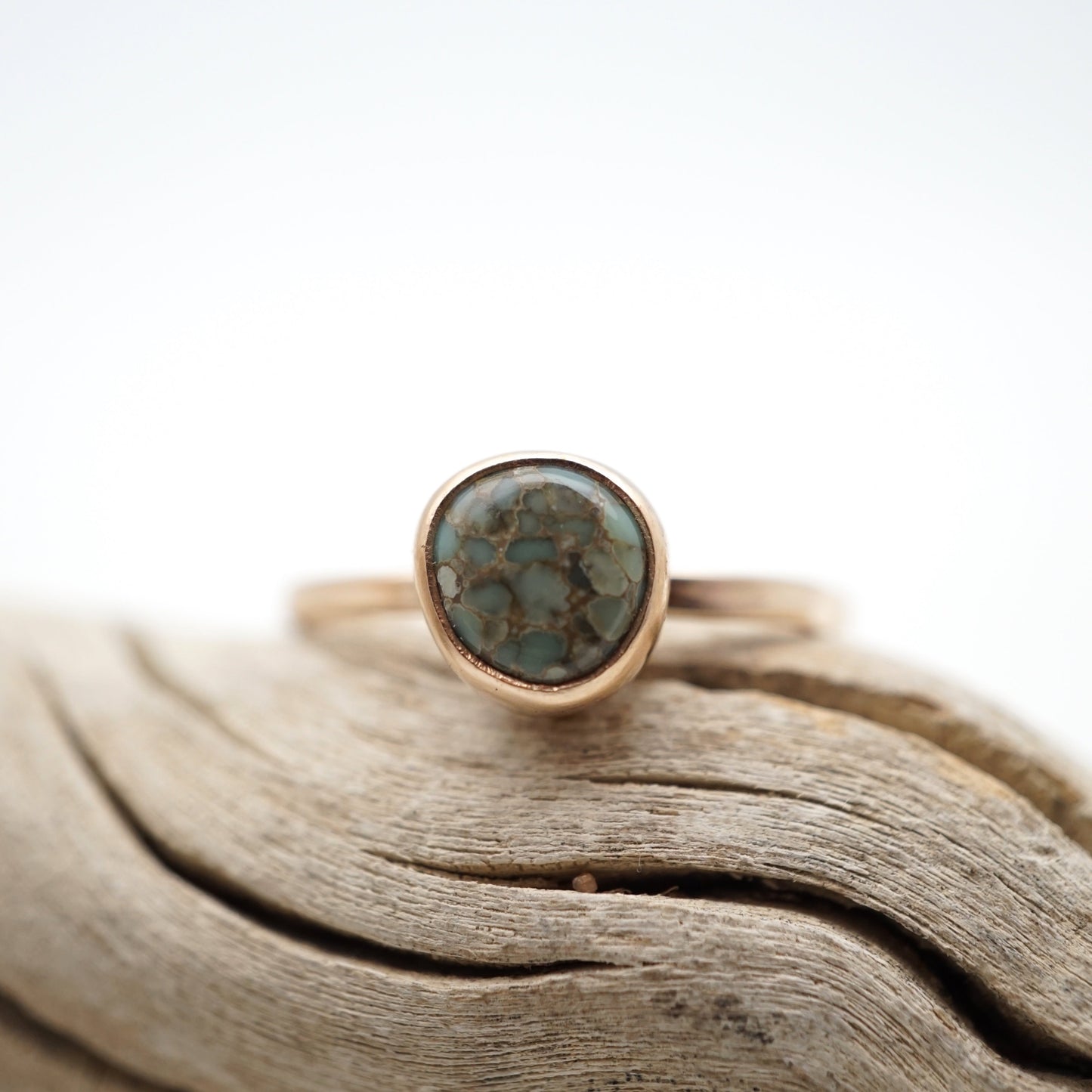 teeny tiny poseidon variscite stacking ring - 14k goldfill - size 7.75 - Lumenrose