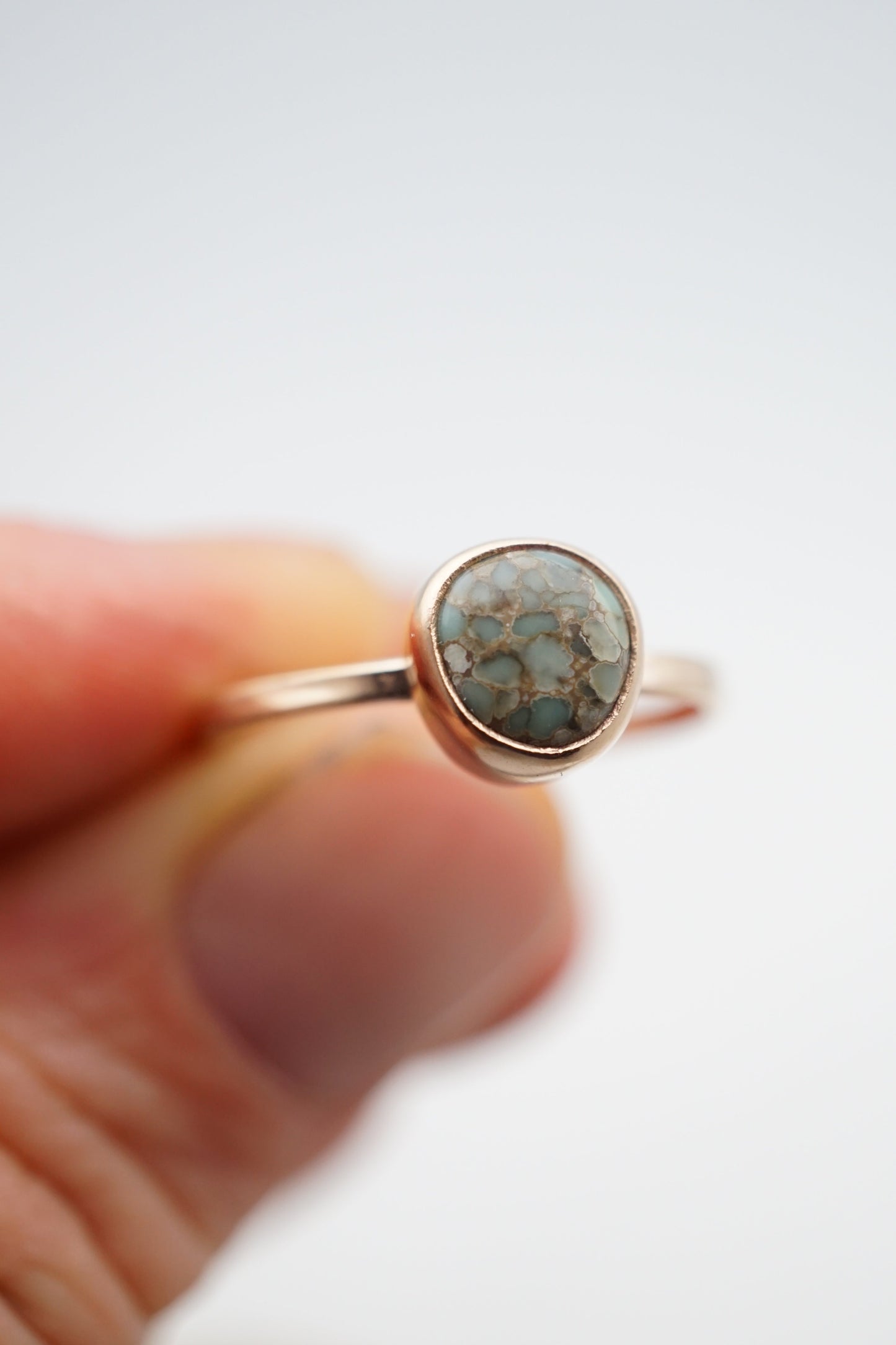teeny tiny poseidon variscite stacking ring - 14k goldfill - size 7.75 - Lumenrose