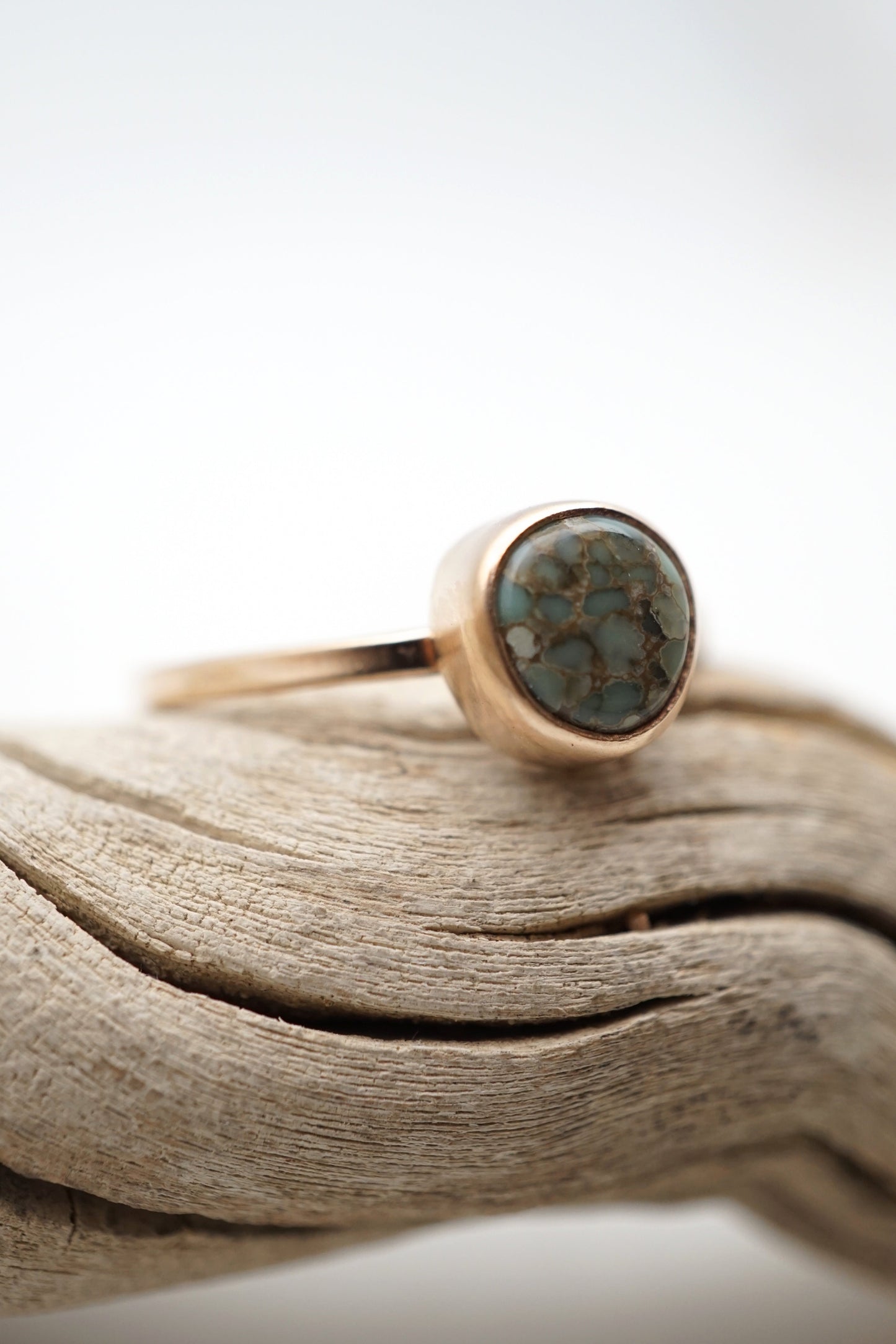 teeny tiny poseidon variscite stacking ring - 14k goldfill - size 7.75 - Lumenrose
