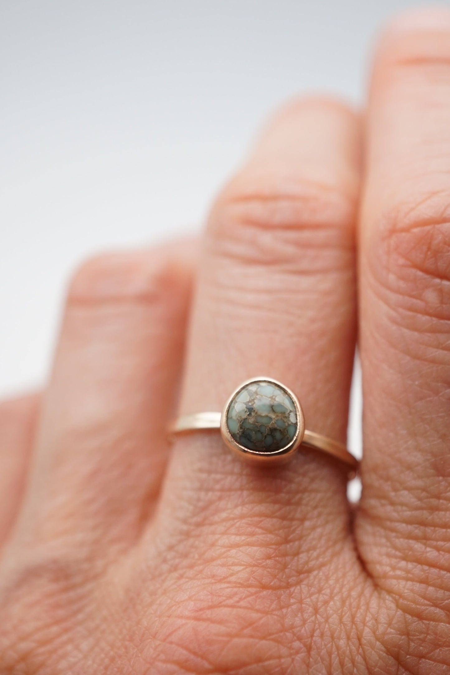 teeny tiny poseidon variscite stacking ring - 14k goldfill - size 7.75 - Lumenrose