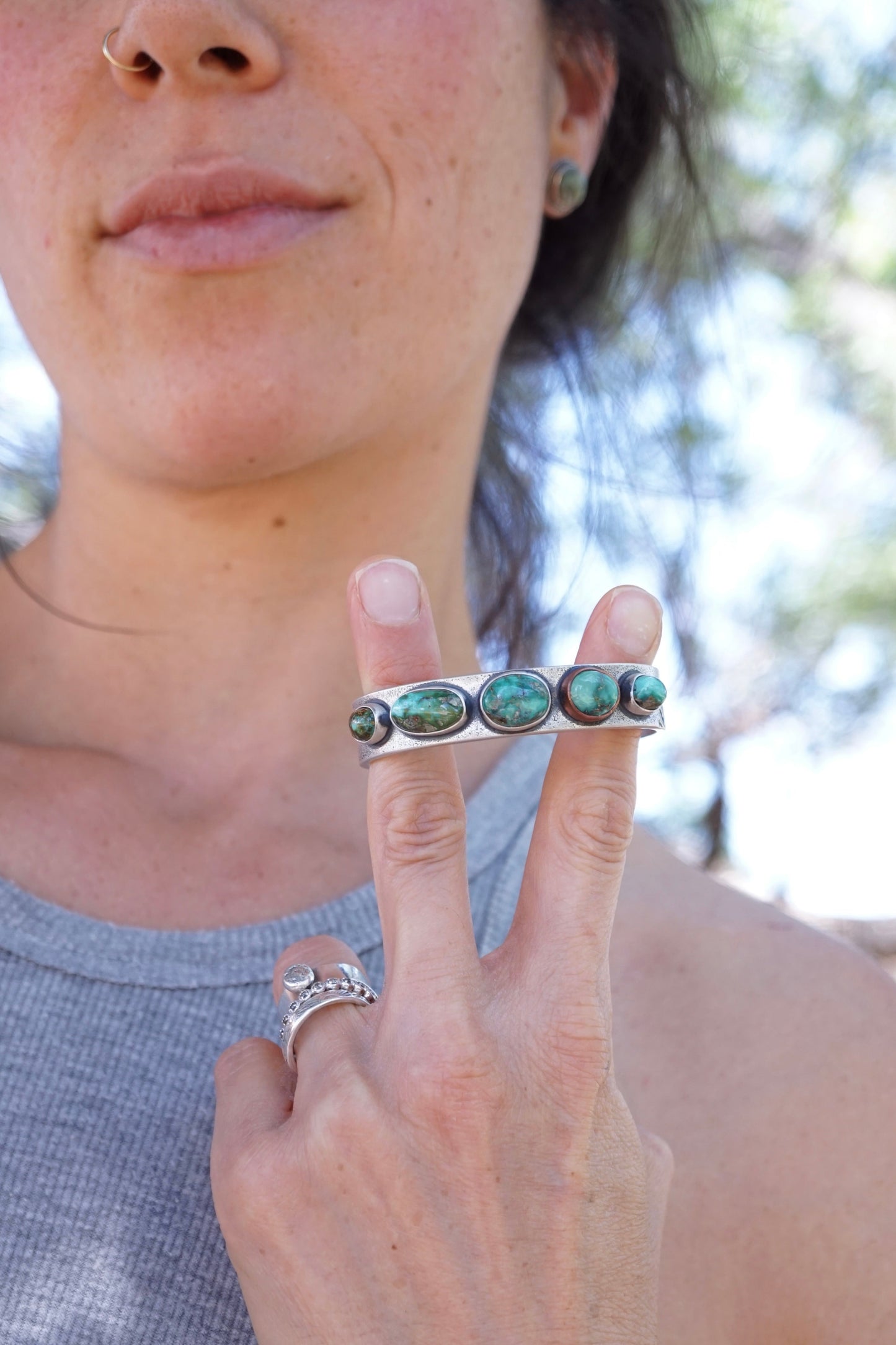 the boss lady cheyenne turquoise cuff - Lumenrose