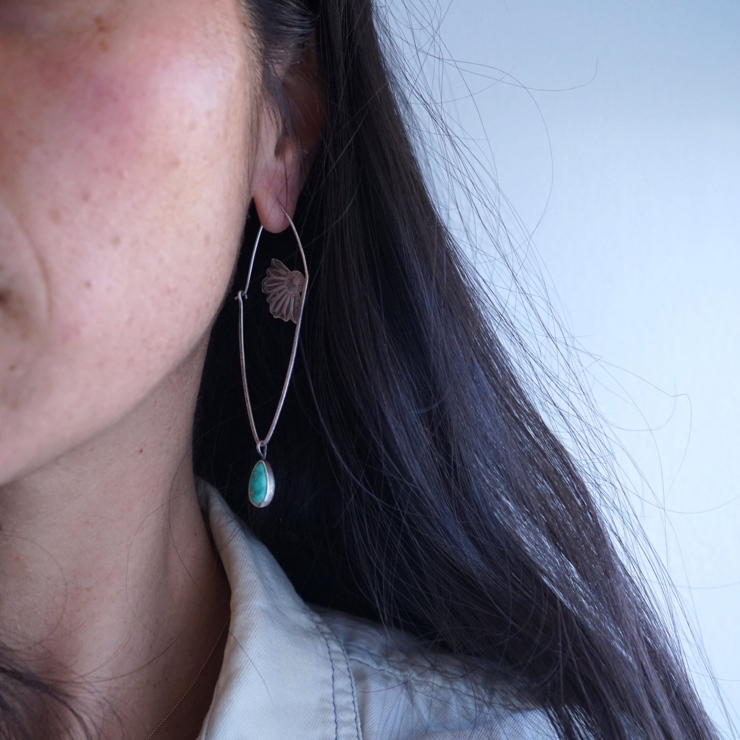 the forever unfurling earrings - with turquoise & silver charms - Lumenrose