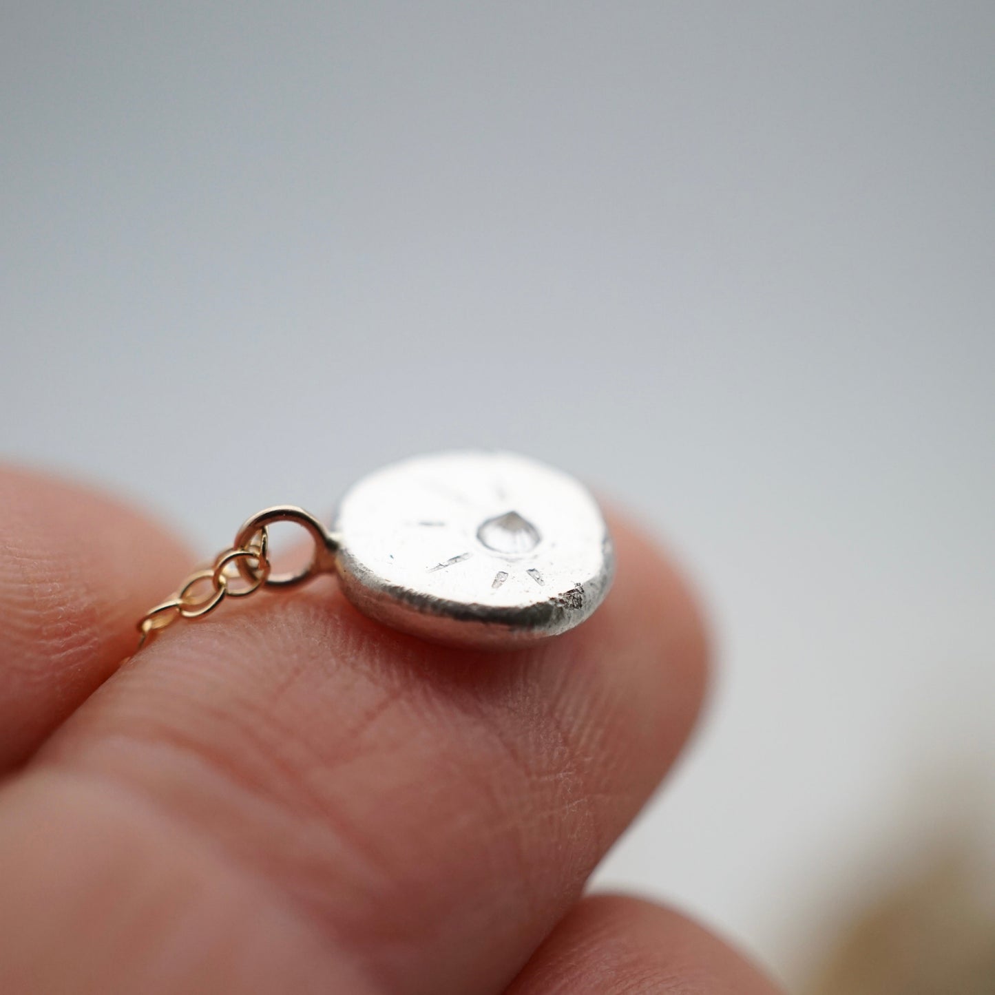 tiny sparkle necklace with white sapphire - Lumenrose
