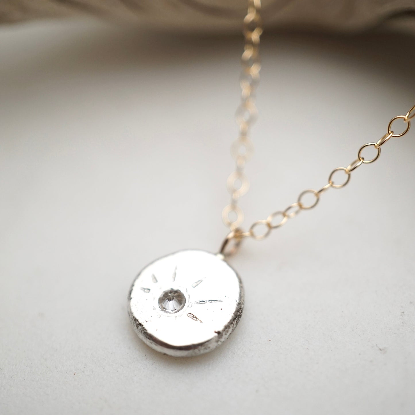 tiny sparkle necklace with white sapphire - Lumenrose