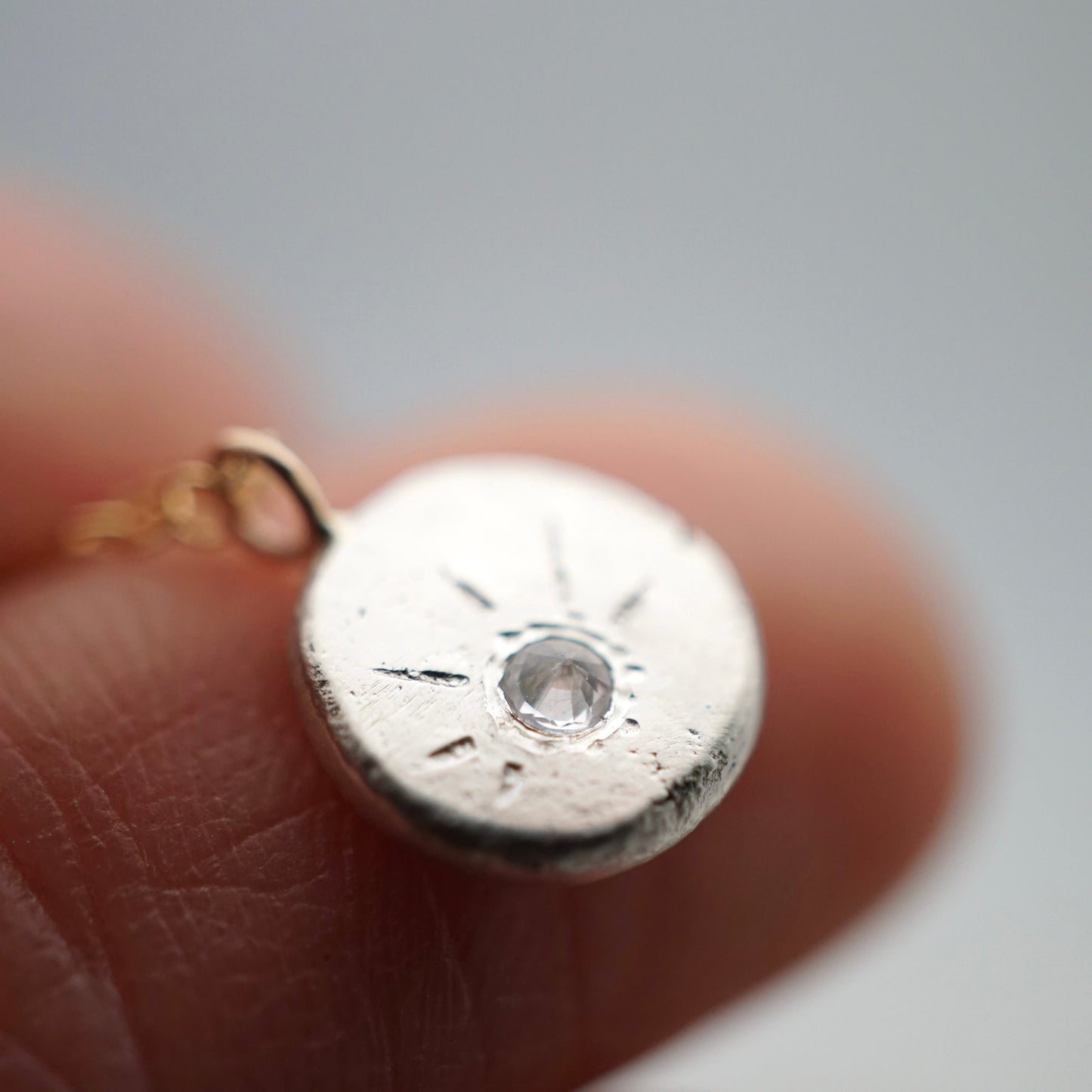 tiny sparkle necklace with white sapphire - Lumenrose