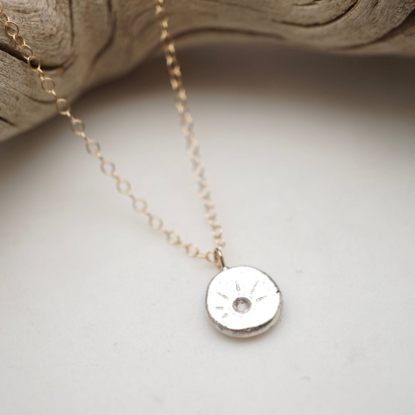 tiny sparkle necklace with white sapphire - Lumenrose