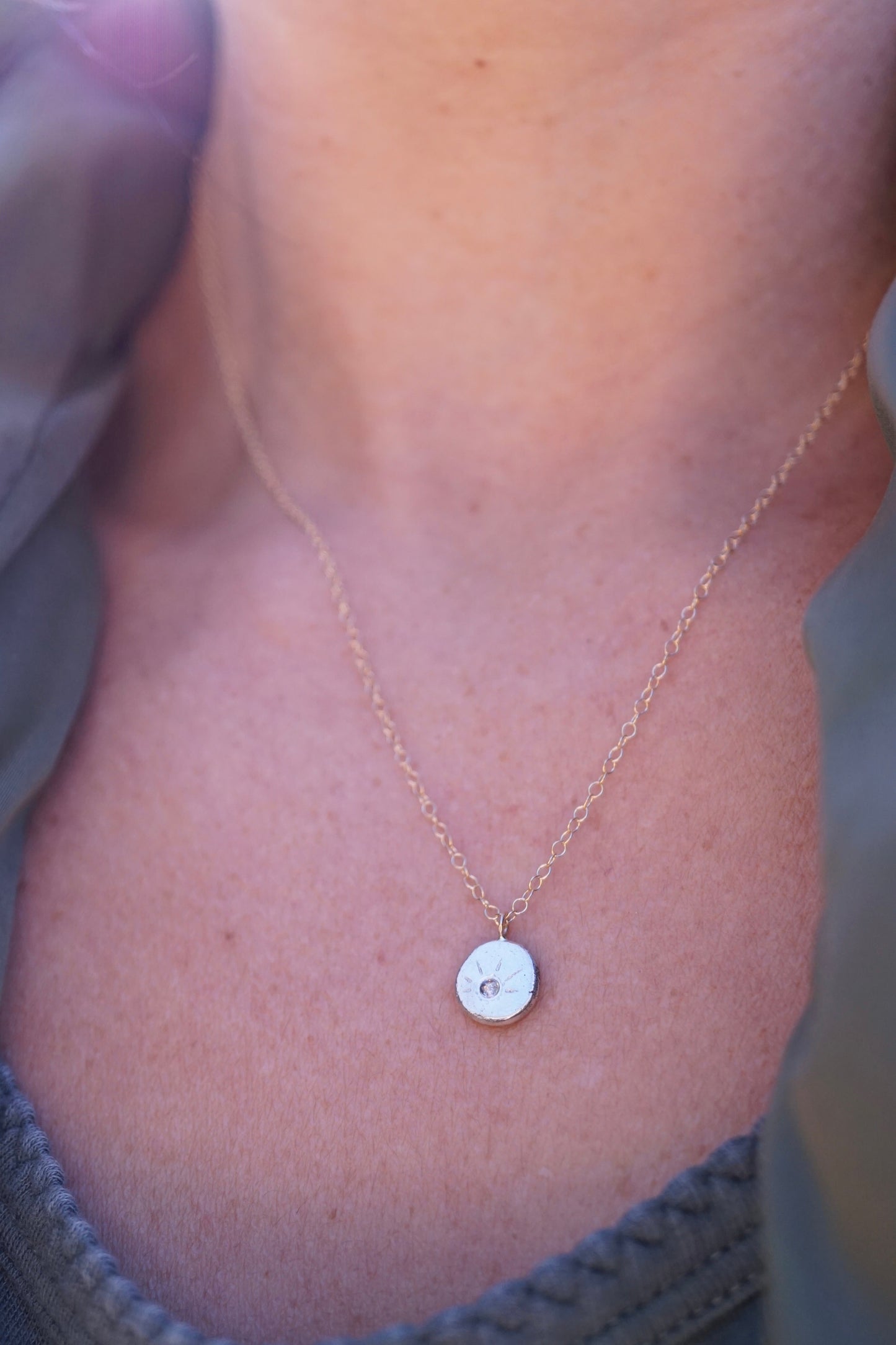 tiny sparkle necklace with white sapphire - Lumenrose