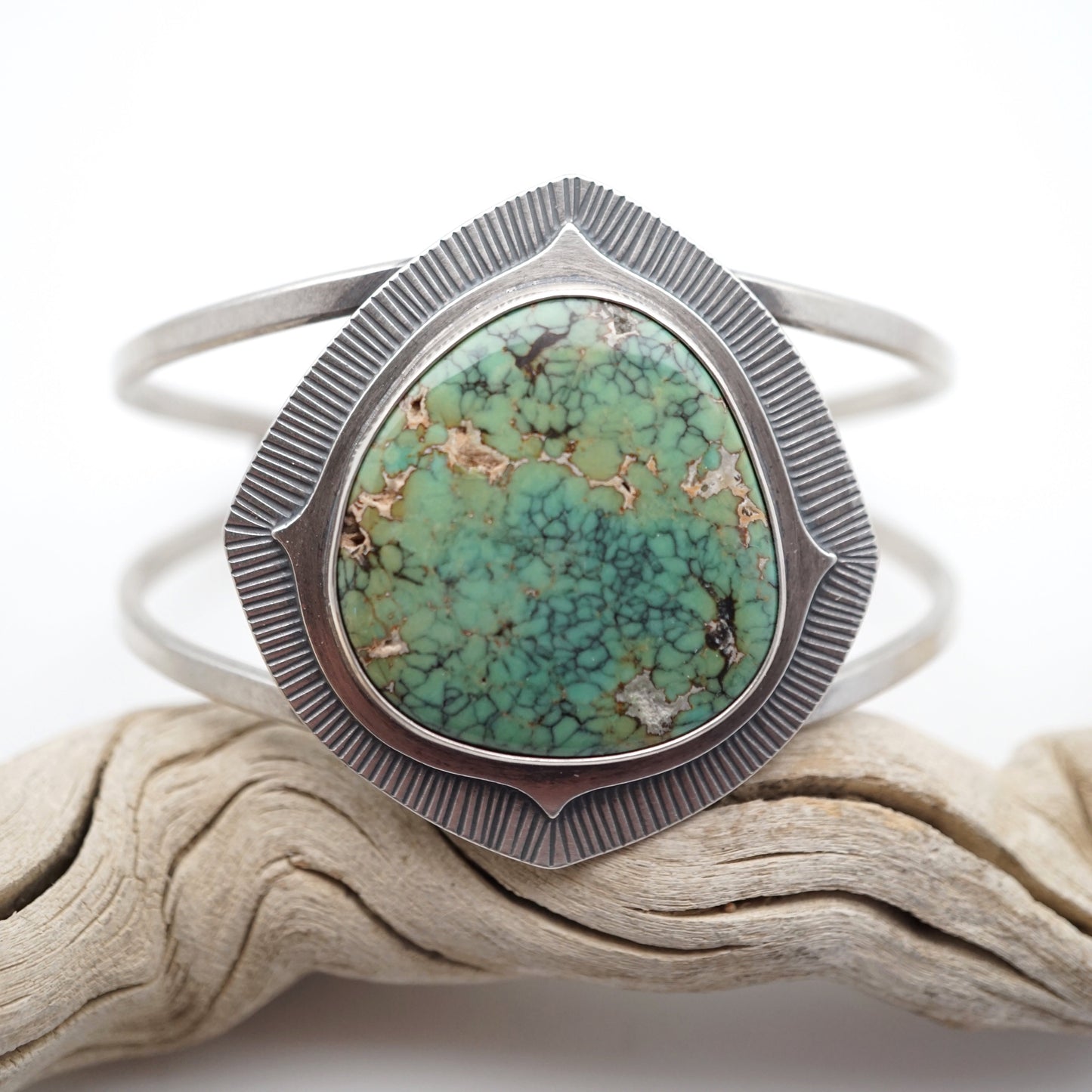 treefrog variscite open band cuff - med - Lumenrose
