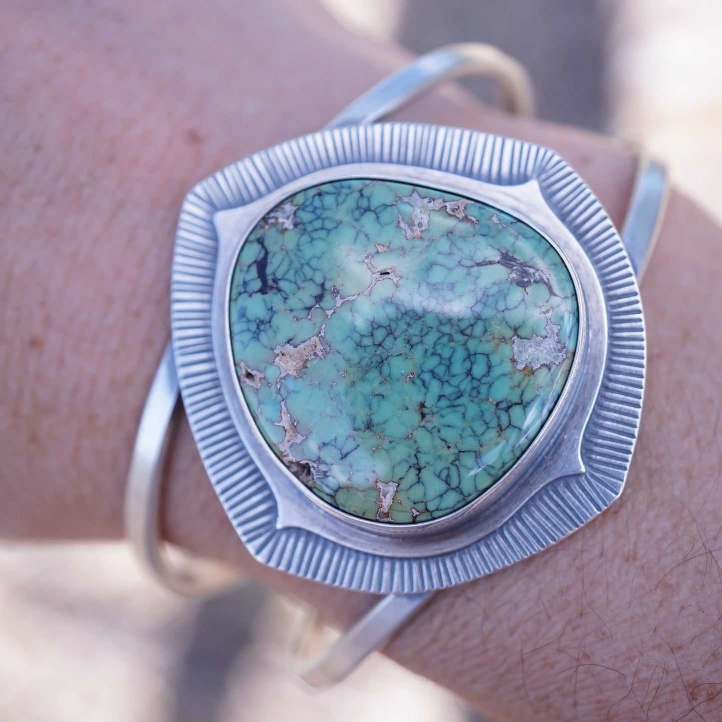 treefrog variscite open band cuff - med - Lumenrose
