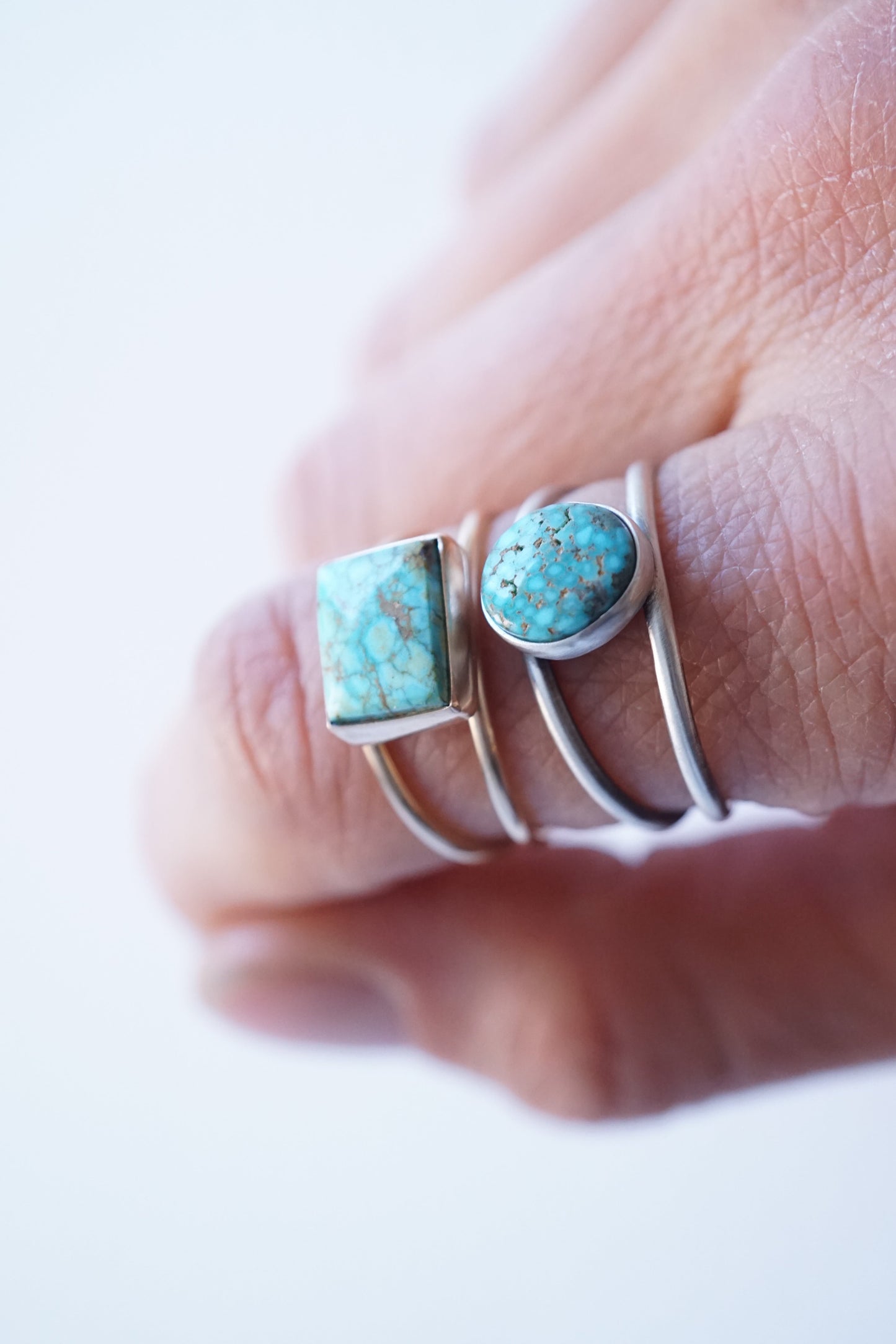 turquoise mountain turquoise open band ring in silver - size 8 - Lumenrose