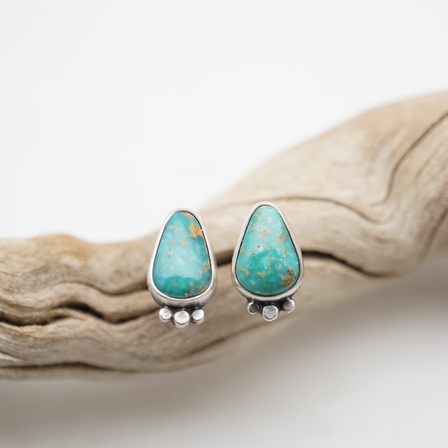 turquoise mountain turquoise raindrop studs - Lumenrose