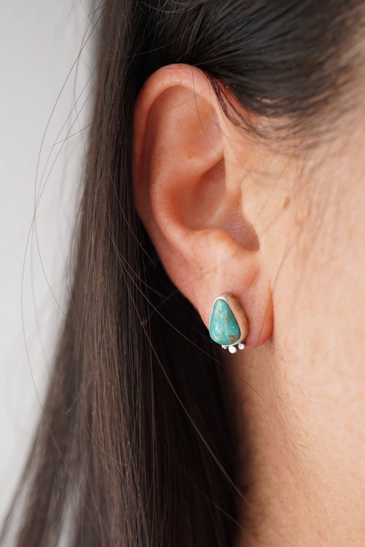 turquoise mountain turquoise raindrop studs - Lumenrose
