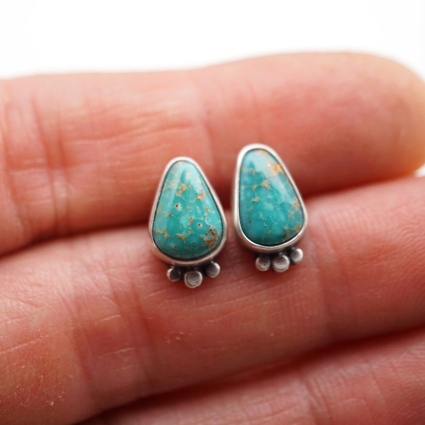 turquoise mountain turquoise raindrop studs - Lumenrose
