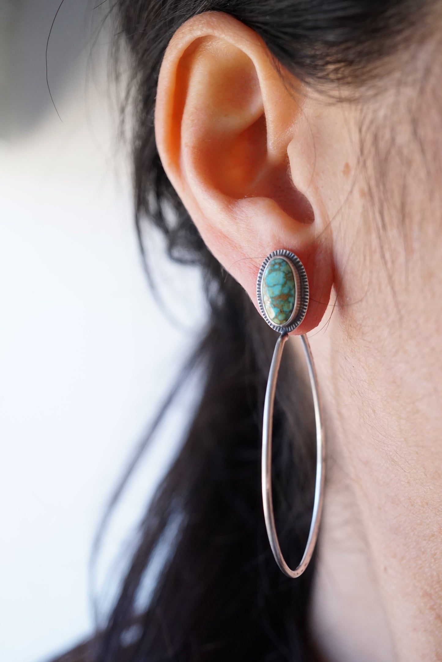 turquoise mountain turquoise + silver hoops - SMALL SIZE - Lumenrose