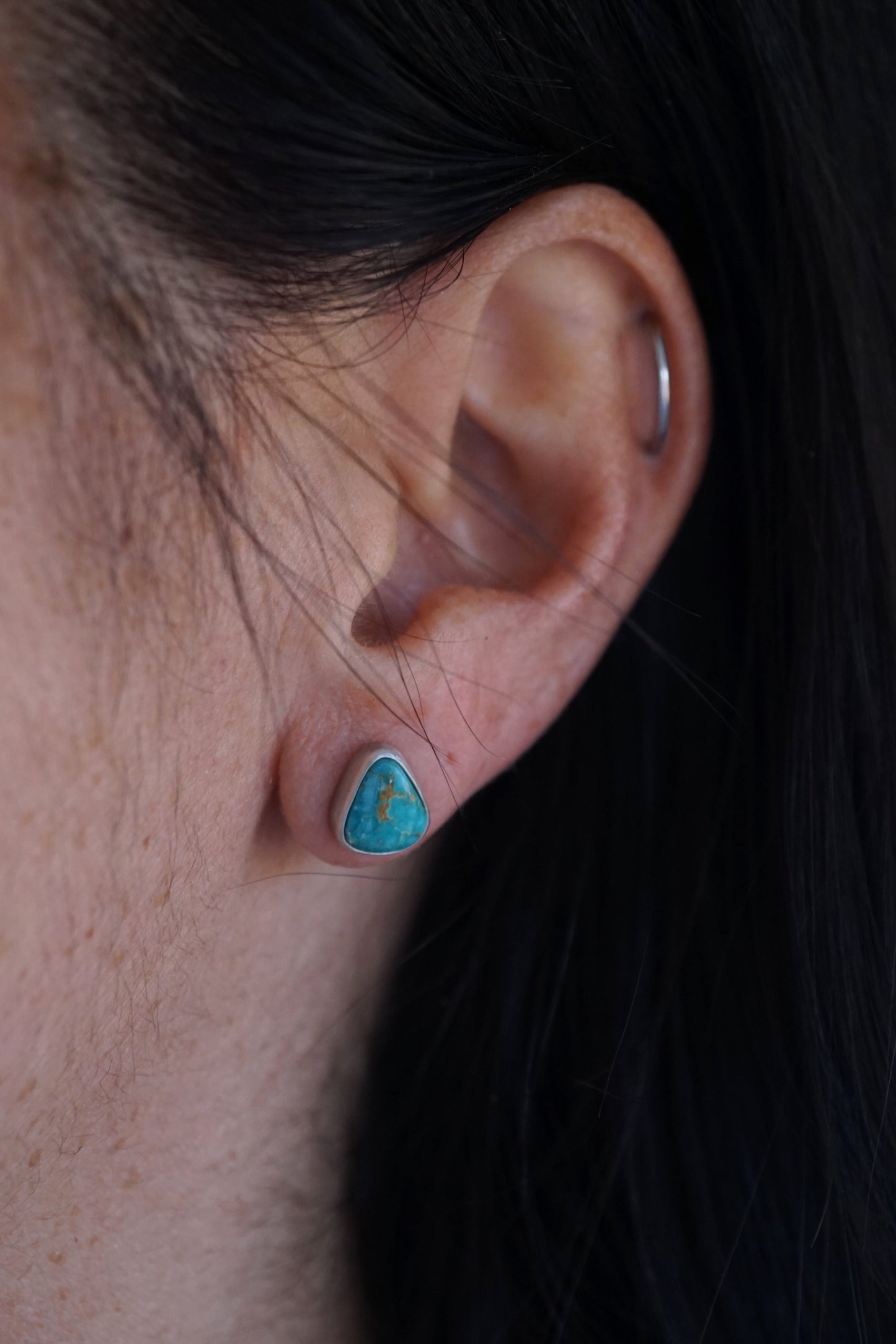 turquoise mountain turquoise stud earrings - Lumenrose