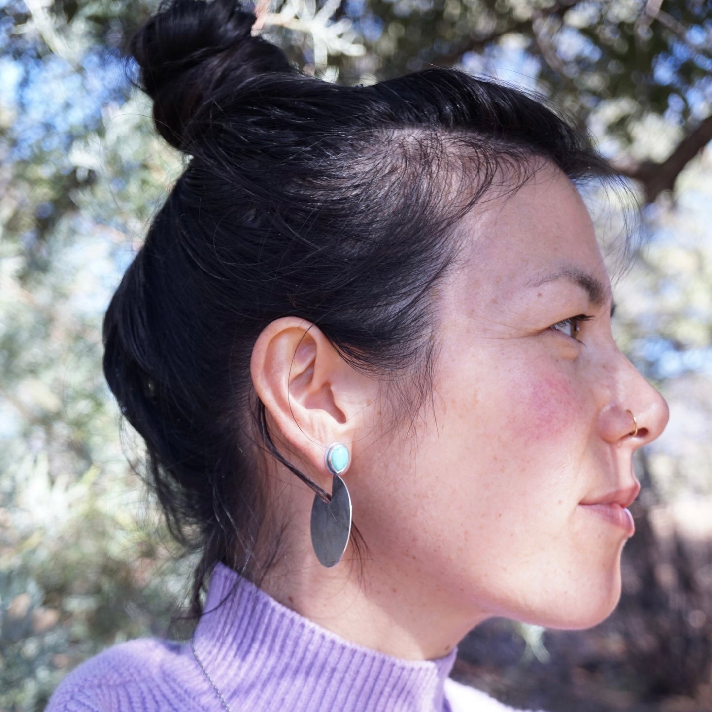 upon a moon earrings - old stock cloud mountain turquoise - Lumenrose