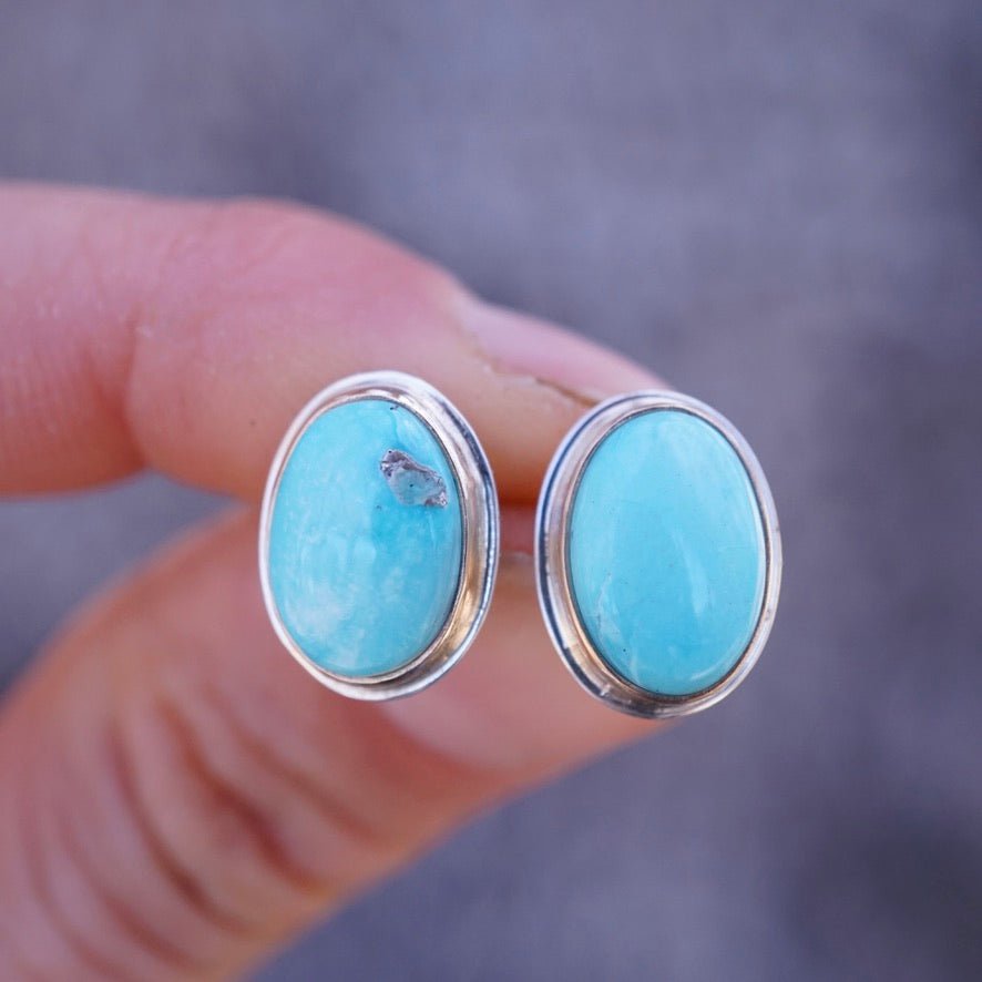 whitewater turquoise studs with 14k goldfill bezel - Lumenrose