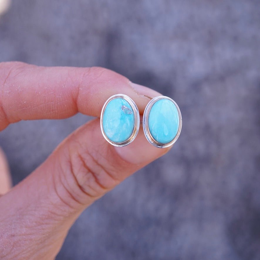 whitewater turquoise studs with 14k goldfill bezel - Lumenrose