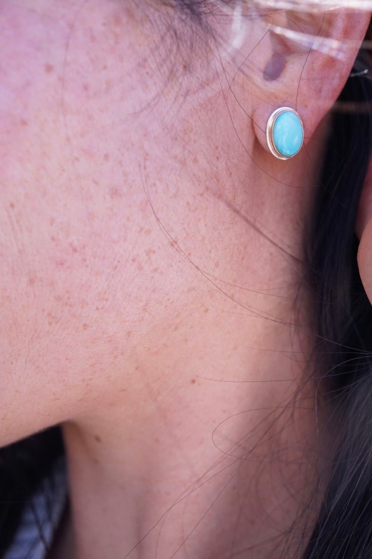 whitewater turquoise studs with 14k goldfill bezel - Lumenrose