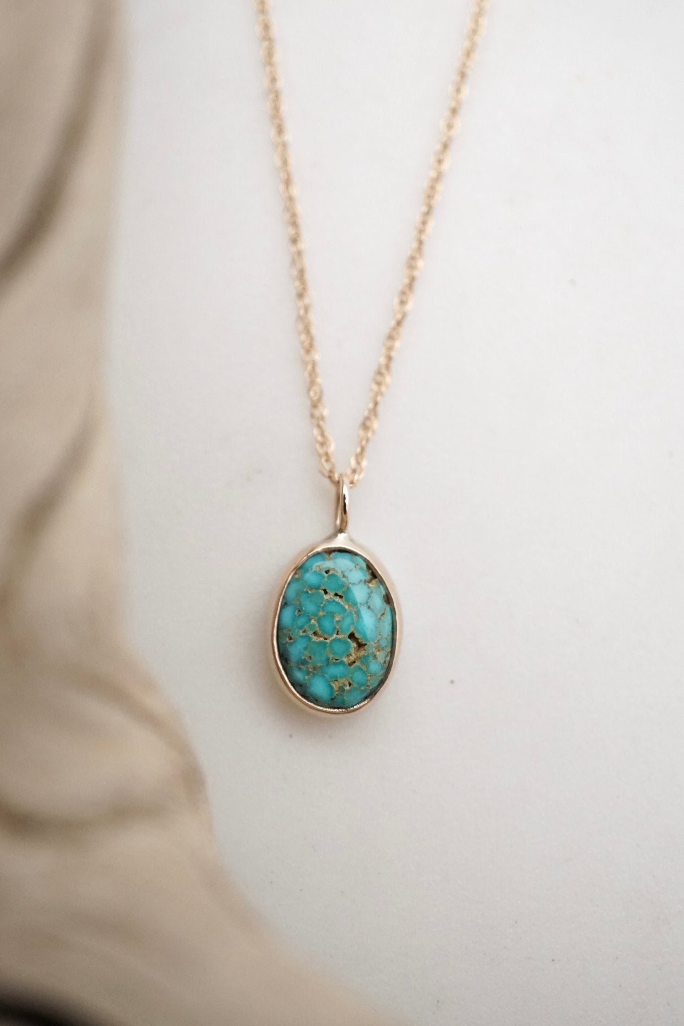 14k gold+ kingman turquoise necklace - Lumenrose