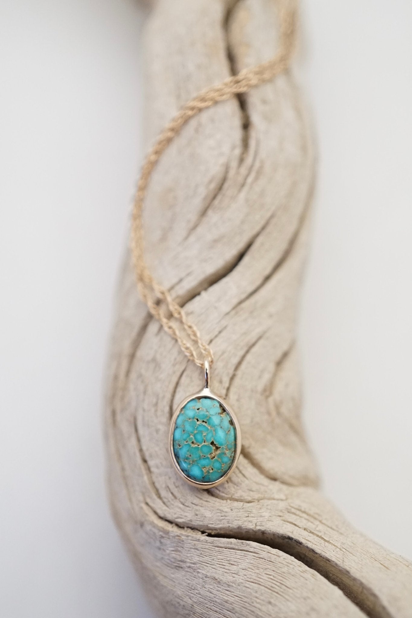 14k gold+ kingman turquoise necklace - Lumenrose