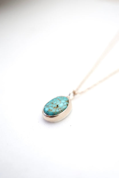 14k gold+ kingman turquoise necklace - Lumenrose