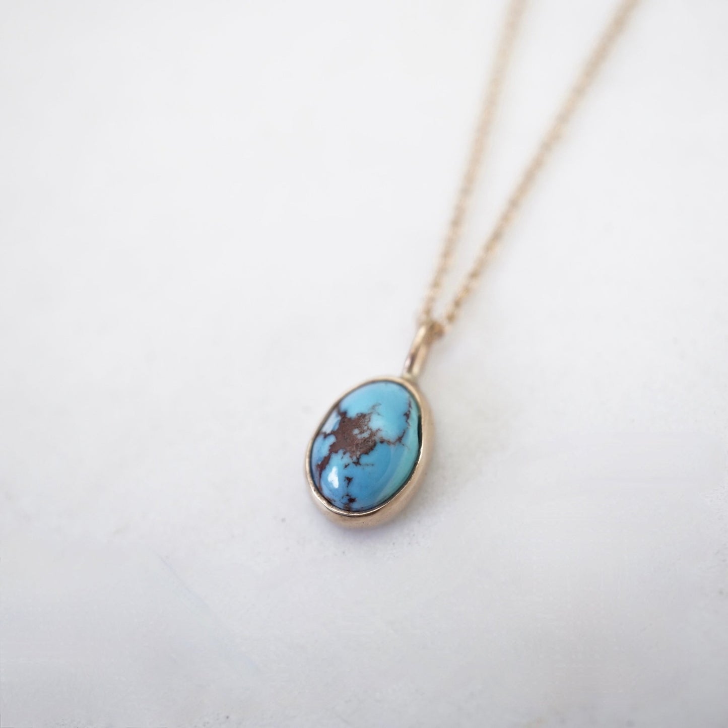 14k GOLD necklace with tiny lavender turquoise - Lumenrose