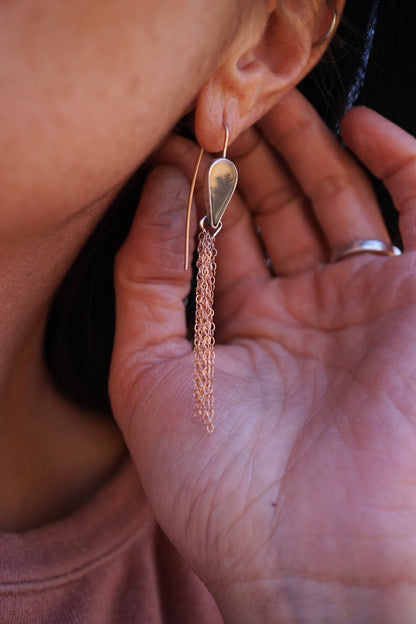 shimmer dangles with dendritic agate + 14k rose gold