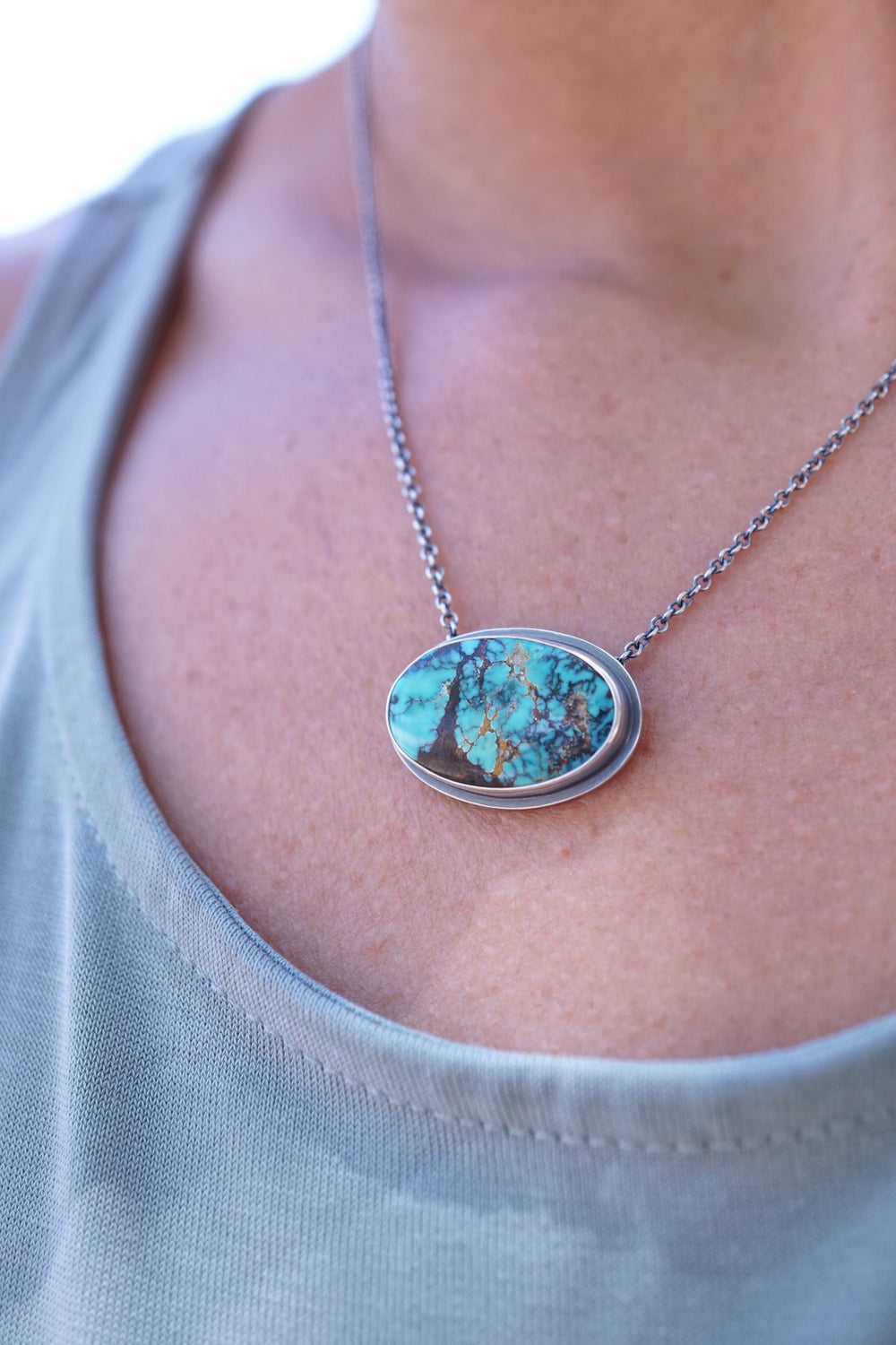 hubei turquoise oval necklace - medium