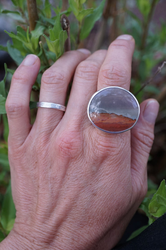 purple sky landscape jasper ring with 🤍 band - 7.5/7.75