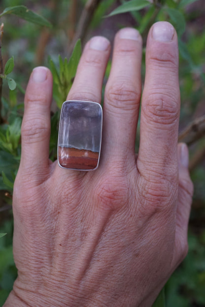 purple sky landscape jasper ring with 🤍 band - 5.25/5.5