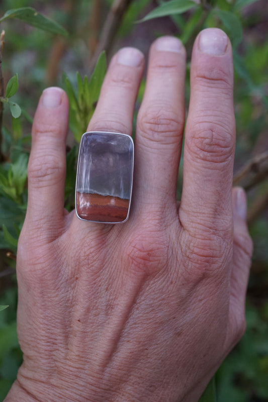 purple sky landscape jasper ring with 🤍 band - 5.25/5.5