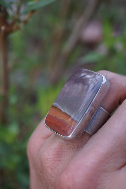 purple sky landscape jasper ring with 🤍 band - 5.25/5.5