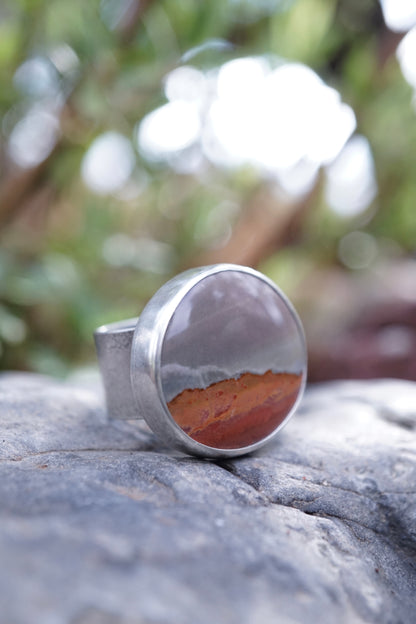 purple sky landscape jasper ring with 🤍 band - 7.5/7.75