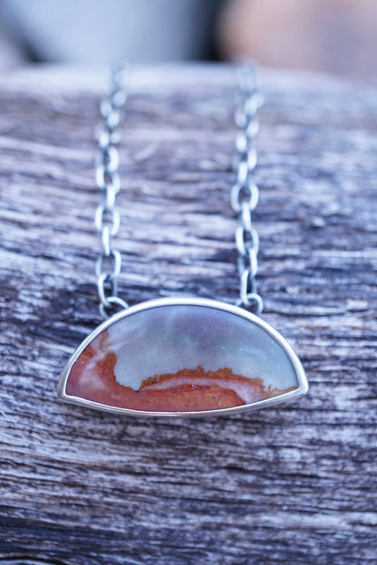 purple sky landscape jasper necklace with handmade chain