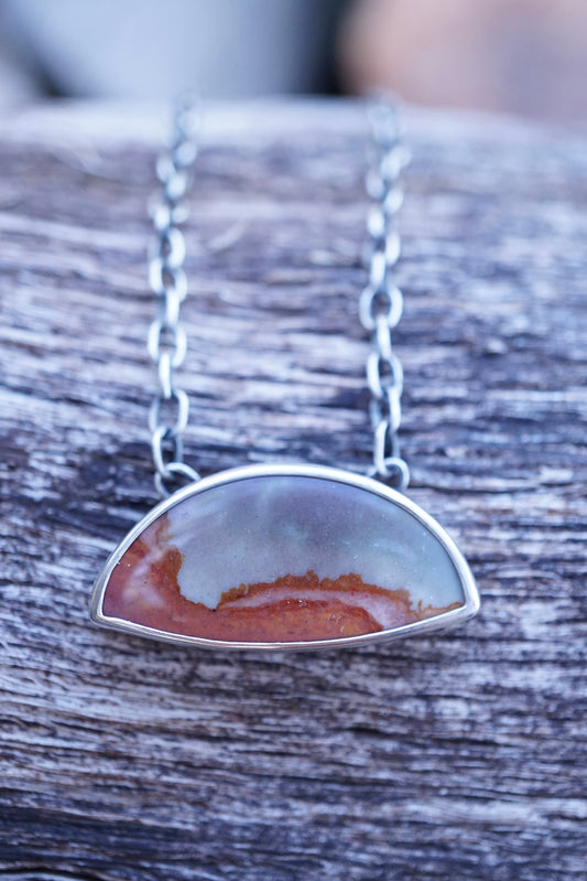 purple sky landscape jasper necklace with handmade chain