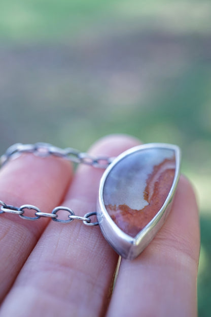 purple sky landscape jasper necklace with handmade chain