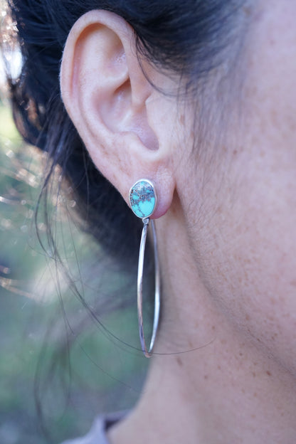 lumenrose hoops with unique royston turquoise - SMALL SIZE