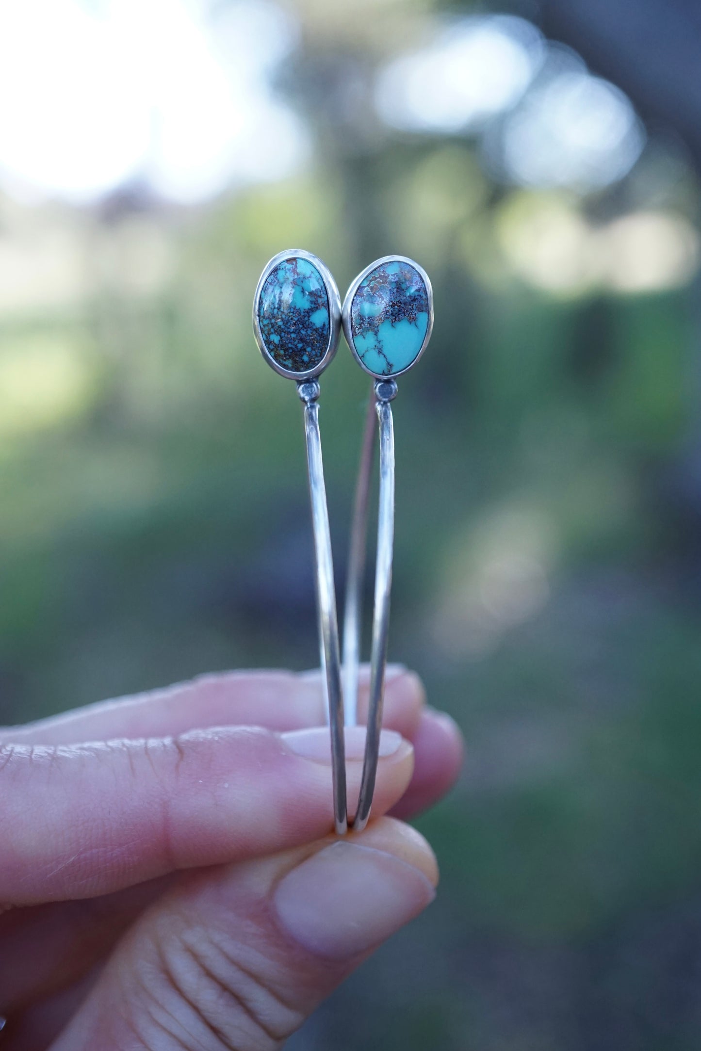 lumenrose hoops with unique royston turquoise - SMALL SIZE